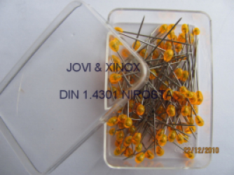 Stainless steel pins 0.59 x31mm PEARL LIGHT ORANGE 100pcs