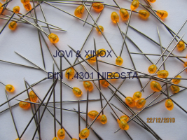 Stainless steel pins 0.59 x31mm PEARL LIGHT ORANGE 100pcs