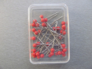 Pins with plastic heads 0,60 x 32mm RED 40pcs